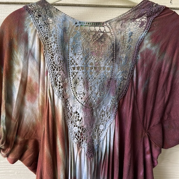 Inspired Rayon Embroidered Tie Dye Blouse - Picture 3 of 4
